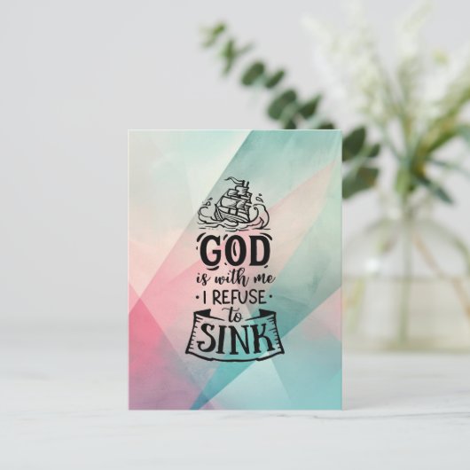 Mit Gott weigere ich mich zu sinken Postkarte (Stehend Vorderseite)