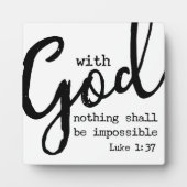 Mit Gott wird nichts unmöglich sein Luke 1:37 Fotoplatte (Vorderseite)