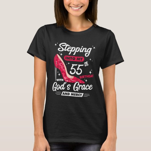 Mit Gottes Gnade in meinen 55. Geburtstag eintrete T-Shirt (Vorderseite)