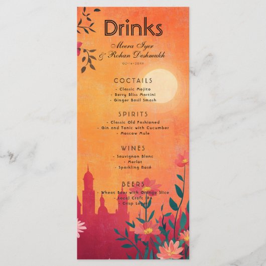 Mit herrlicher Text Drinks Karte Sunset Serenade (Vorderseite)