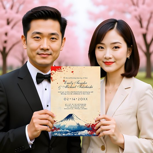 Mit Hochzeitsdetails Japonesque Harmonie mit Fuji Einladung