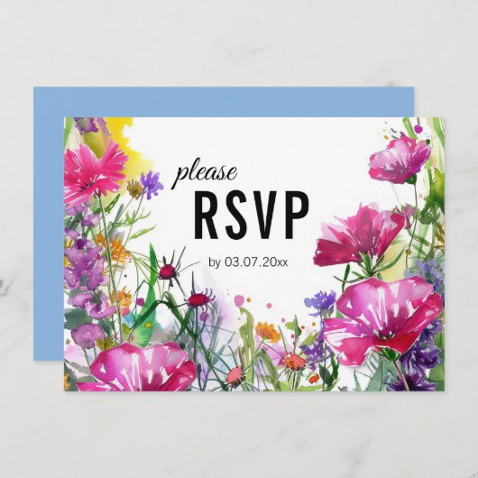 😍 mit Hochzeitsmenü Meadow Blooms RSVP Karte (Vorne/Hinten)
