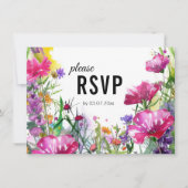 😍 mit Hochzeitsmenü Meadow Blooms RSVP Karte (Vorderseite)