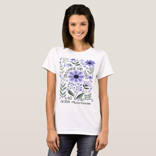 Mit Hoffnung für ein GERD-Bewusstsein blühen T-Shirt (Vorne ganz)