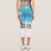 Mit Hund am Meer laufen Capri Leggings (Rückseite)