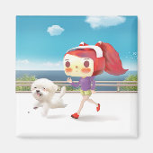 Mit Hund am Meer laufen Magnet (Vorne)