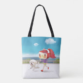 Mit Hund am Meer laufen Tasche (Rückseite)