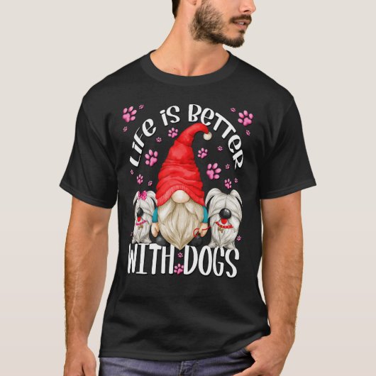 Mit Hunden Gnome Opa für Hunde Vater T-Shirt (Vorderseite)