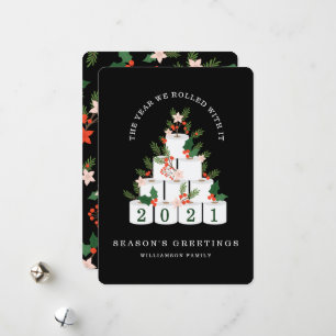 Mit ihm gerollt Weihnachtstoilette Papierbaum schw Feiertagskarte