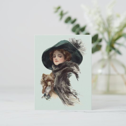 Mit ihrem Hund Postkarte (Stehend Vorderseite)