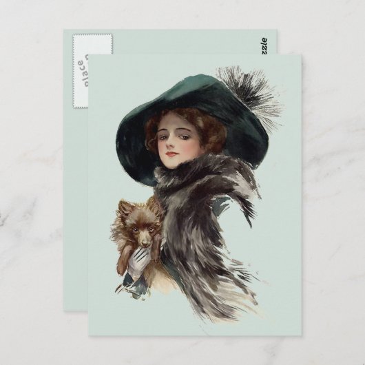 Mit ihrem Hund Postkarte (Vorne/Hinten)