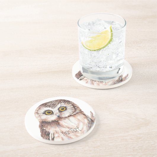 Mit Ihrem Namen Funny Owl - Bird, Nature Untersetzer (Seite)