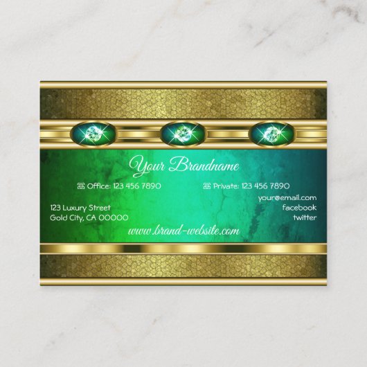 Mit Imitate Diamonds Aquamarine Augen-Goldeffekte Visitenkarte (Rückseite)