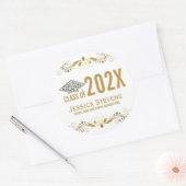 Mit Imitate Gold Lace & Diamonds Grad Hat Square S Runder Aufkleber (Umschlag)