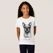 🐶Mit individuellem Text, Frenchie Scribble Charm T-Shirt (Vorne ganz)