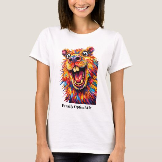 🐶Mit individuellem Text, “Wild Optimistisch” Capy T-Shirt (Vorderseite)