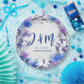 💍 mit Initialen Cornblumen und Lavendel Pappteller (Party)