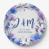 💍 mit Initialen Cornblumen und Lavendel Pappteller (Vorderseite)