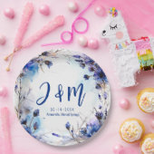 💍 Mit Initialen Cornblumen und Lavender Elegance Pappteller (Party)