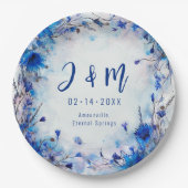 💍 Mit Initialen Cornblumen und Lavender Elegance Pappteller (Vorderseite)