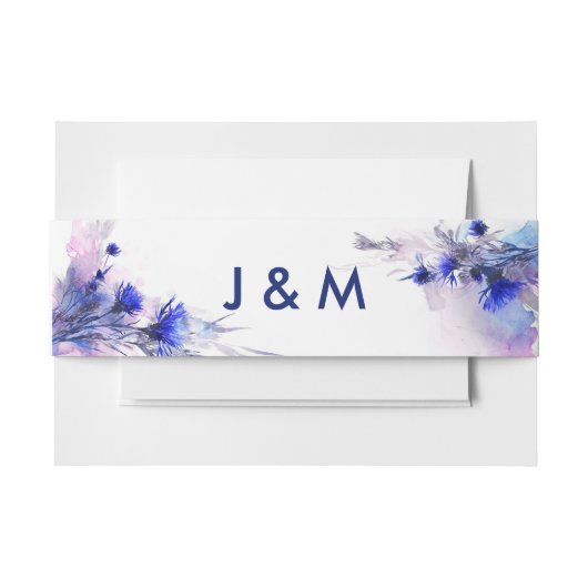 💍 mit Initialen Cornflower Reverie Einladungsbanderole (Vorderseite Beispiel)
