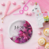 Mit Initialen Fuchsia Verzauberung: Wasserfarbe Pappteller (Party)