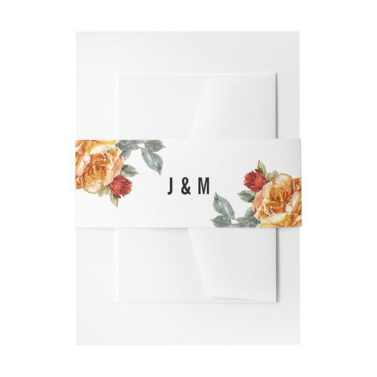 Mit Initialen Orange Rose Elegance Einladungsbanderole (Vorderseite Beispiel)
