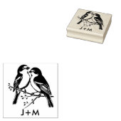 Mit Initialen 🌈 Rainbow Lovebirds Gummistempel (Stempel)