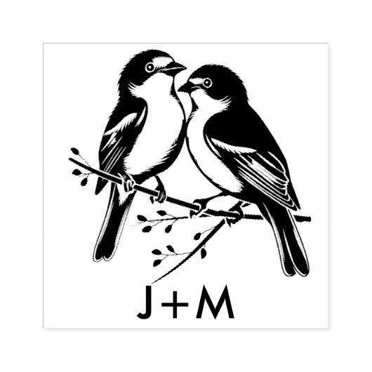 Mit Initialen 🌈 Rainbow Lovebirds Gummistempel (Prägung)