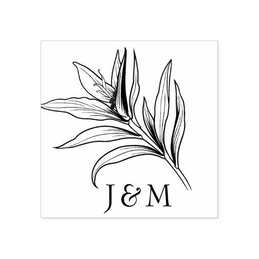 Mit Initialen Vögel des Paradieses Bliss Gummistempel (Prägung)