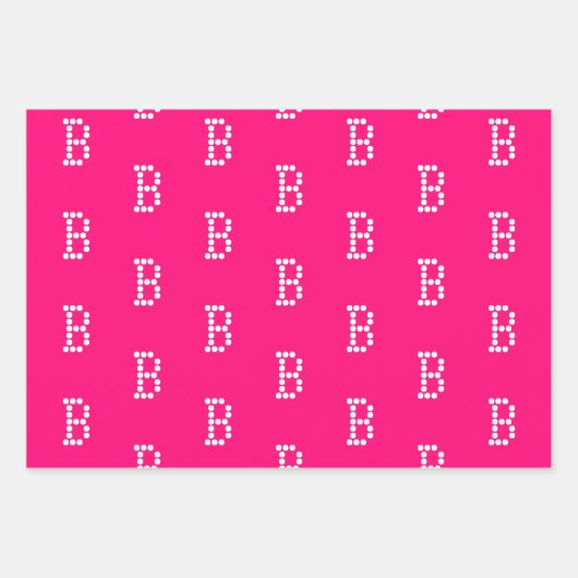 Mit/Initialmonogramm Buchstaben pink fuchsia anpas Geschenkpapier Set (Vorderseite 2)