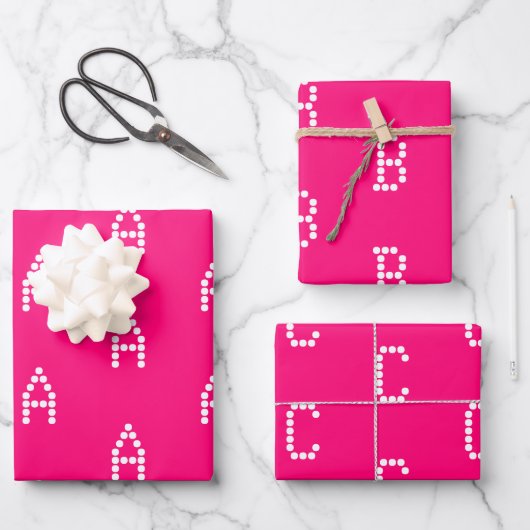 Mit/Initialmonogramm Buchstaben pink fuchsia anpas Geschenkpapier Set (Vorderseite)