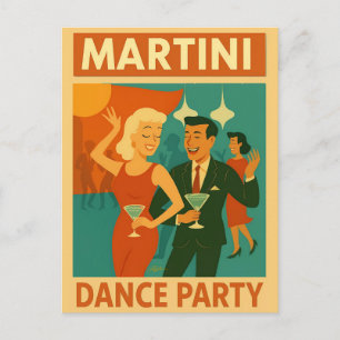 Mit-Jahrhundert-Martini-Tanzparty Postkarte