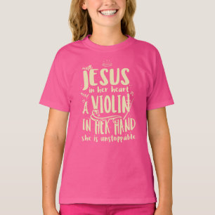 Mit Jesus in ihrem Herzen eine Geigermusik-Klasse T-Shirt