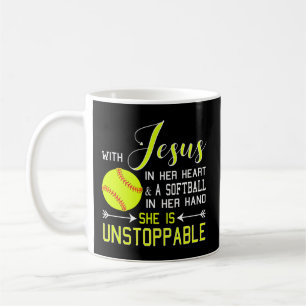 Mit Jesus in ihrem Herzen ist sie eine Softball-Ha Kaffeetasse