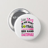 Mit Jesus in ihrem Herzen und einem Softball ist s Button (Vorne & Hinten)