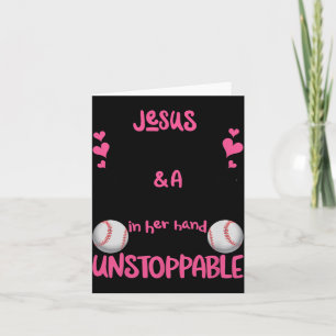 Mit Jesus in ihrem Herzen und einem Softball ist s Karte