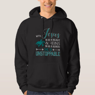 Mit Jesus in ihrem Herzen und Zügeln in ihren Händ Hoodie