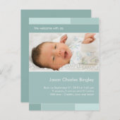 Mit Joy Blue/Aqua ・ Kinderankündigung Ankündigungspostkarte (Vorne/Hinten)