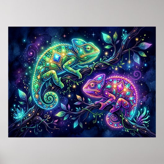 Mit Juwelen besetztes Chamäleon-Design-Wandposter Poster (Vorne)