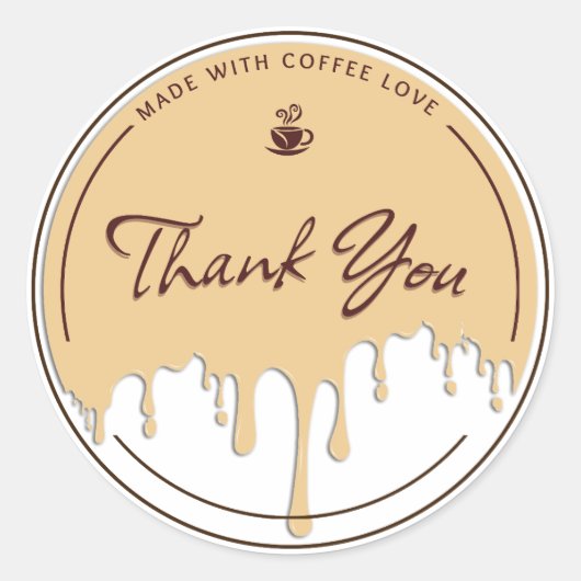 Mit Kaffee Liebe Gemacht Danke Aufkleber (Vorderseite)