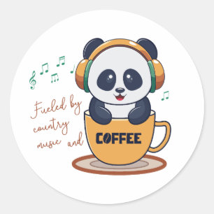 mit Kaffee und Countrymusik betrieben Runder Aufkleber