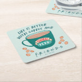 Mit Kaffee und FRIENDS™ ist das Leben besser Rechteckiger Pappuntersetzer (angewinkelt)