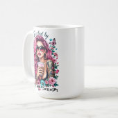 Mit Kaffee und Sarkasmus gespeist Kaffeetasse (Vorderseite Links)