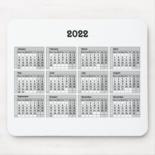 mit Kalender- und Wochennummerierung 2022 - Maus-P Mousepad (Vorne)
