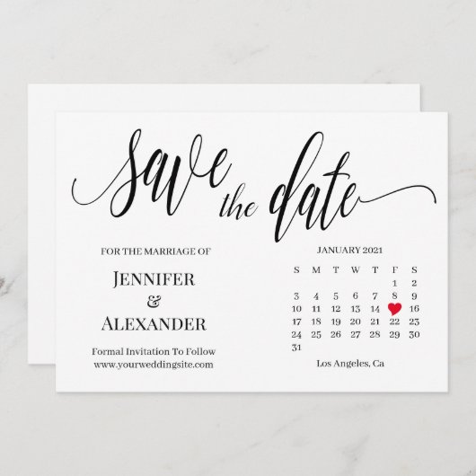 mit Kalenderkarte Einladung (Vorne/Hinten)