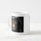 Mit Kapuze Schädel - grimmiger Sensenmann Kaffeetasse (Vorderseite Links)
