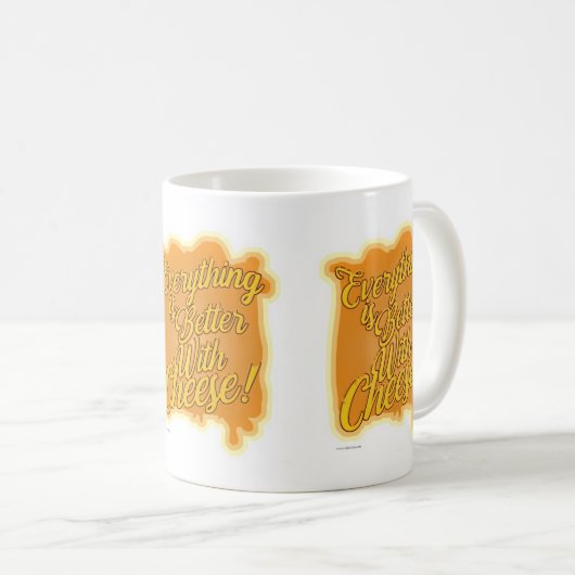 Mit Käse ist alles besser. Funny Motto Kaffeetasse (VorderseiteRechts)