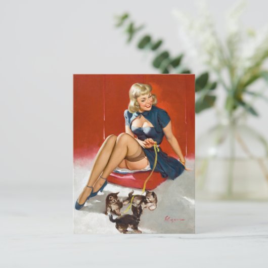 Mit Kätzchen Button nach oben Postkarte (Stehend Vorderseite)