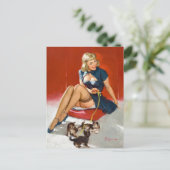 Mit Kätzchen Pin Up Postkarte (Stehend Vorderseite)